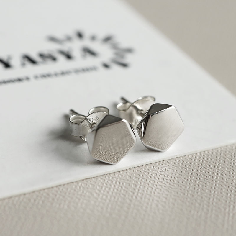 五角形ピアス 小ぶりピアス シルバー925 スタッドピアス 両耳用 2點(diǎn)セット 図形 シルバー 金屬アレルギーフリー