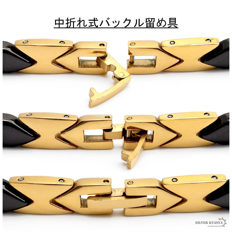 磁気ネックレス ステンレス ビーズ 18k ip gold black ゴールド ブラック 磁力 磁石 男性 金屬アレルギー対応
