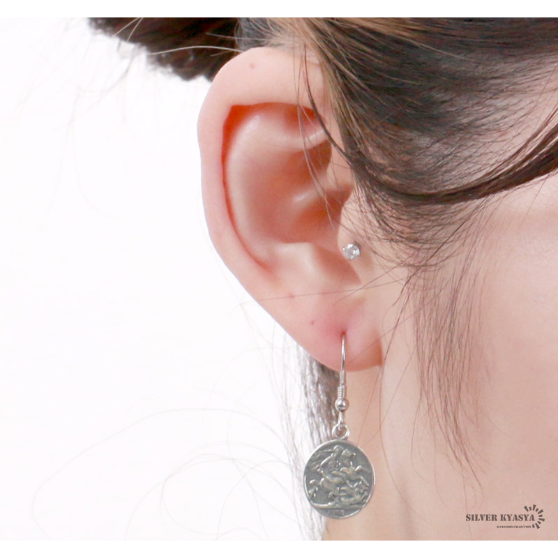 シルバー925 Elizabeth エリザベス ドロップピアス コインピアス 金屬アレルギー 2點 20G 両耳用 キャッチレス