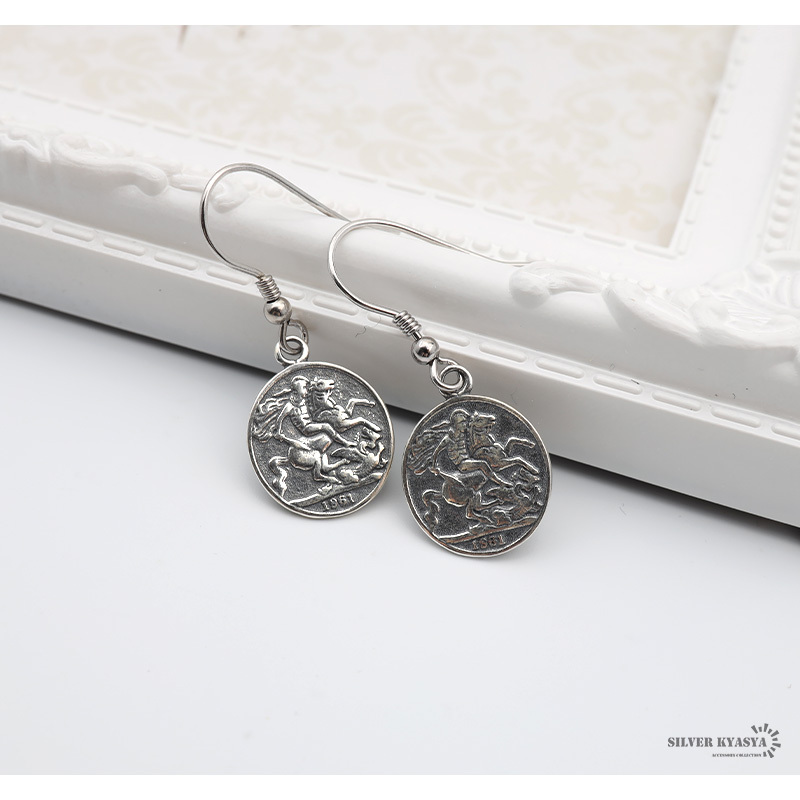シルバー925 Elizabeth エリザベス ドロップピアス コインピアス 金屬アレルギー 2點 20G 両耳用 キャッチレス