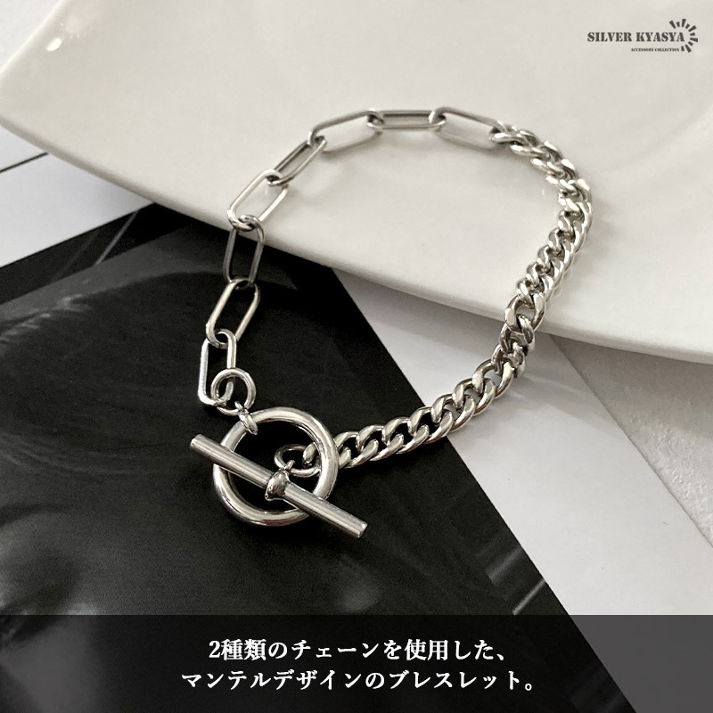 シルバー925 ブレスレット レディースブレスレット 喜平 長(zhǎng)小豆 コンビチェーン チェーンブレスレット マンテル 金屬アレルギー