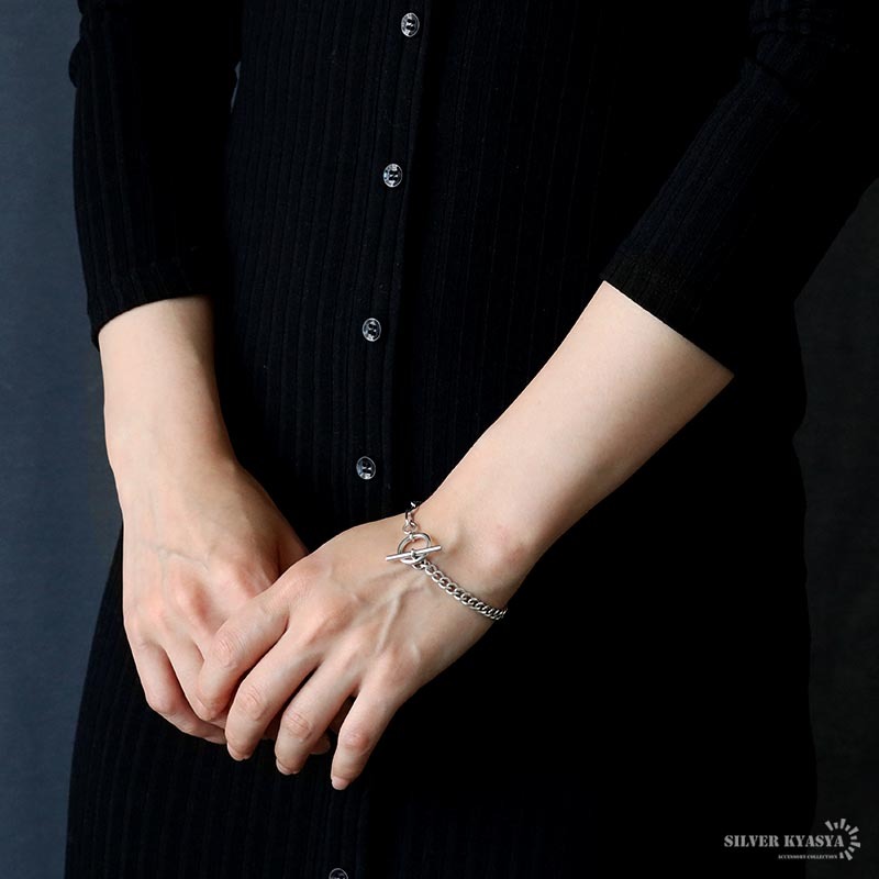 シルバー925 ブレスレット レディースブレスレット 喜平 長(zhǎng)小豆 コンビチェーン チェーンブレスレット マンテル 金屬アレルギー