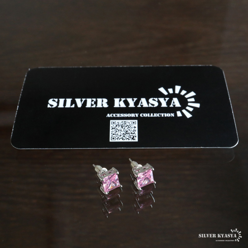 シルバー925 ストーンピアス ピンク 一粒ピアス スタッドピアス キラキラ 大ぶり レディース 女性 両耳2點(diǎn) 金アレ対応