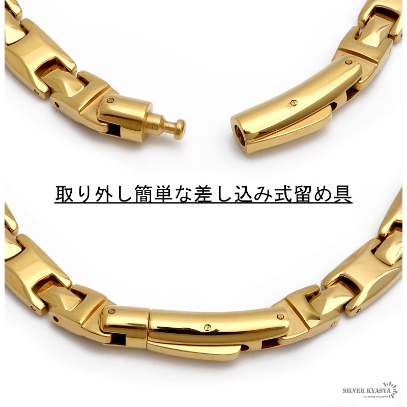 磁気ネックレス ステンレス ビーズ 18k ip gold ゴールド 磁力 磁石 差し込み式 男性 金屬アレルギー対応