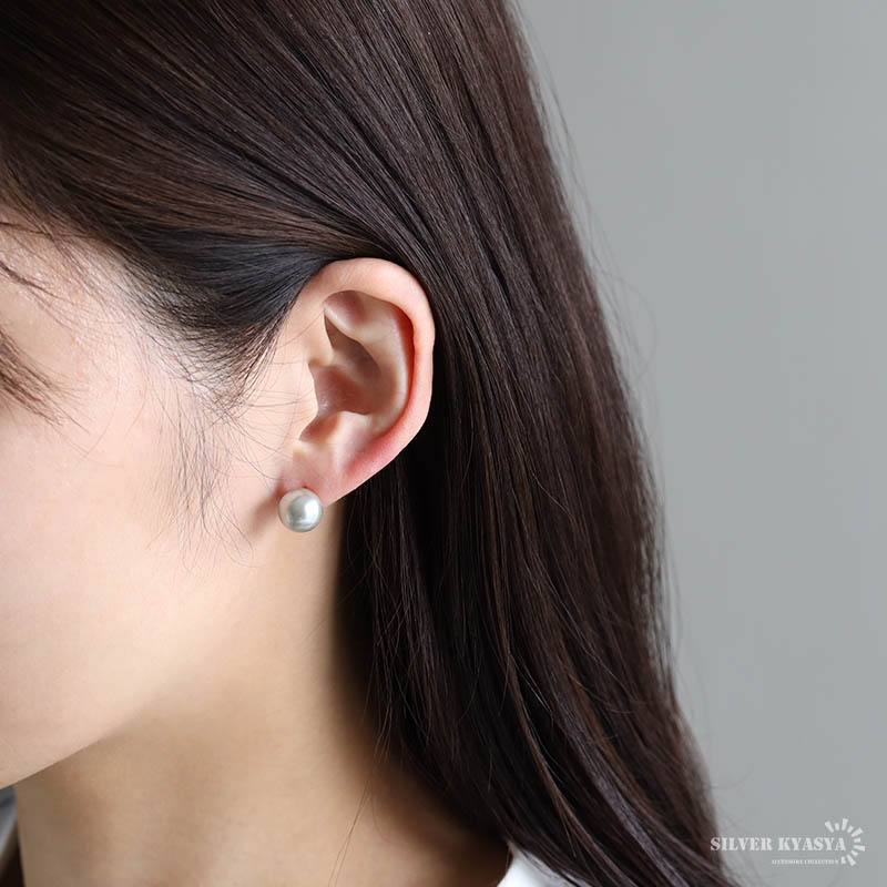 シルバー925 パールピアス 10mm ゴールド 18KGP グレー スワロフスキーパール 1粒ピアス 真珠 両耳用2點(diǎn) 金アレ