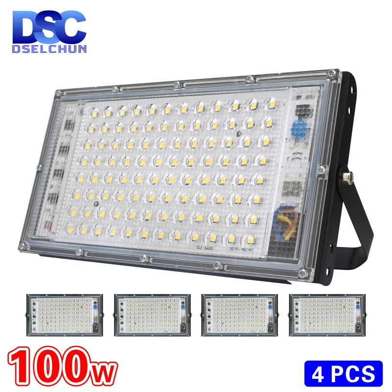 4個/ロット 100W Led フラッド ライト AC 220V 230V 240V 屋外 投光 照明 スポット ライト IP65 防水 街路灯 風景 照明
