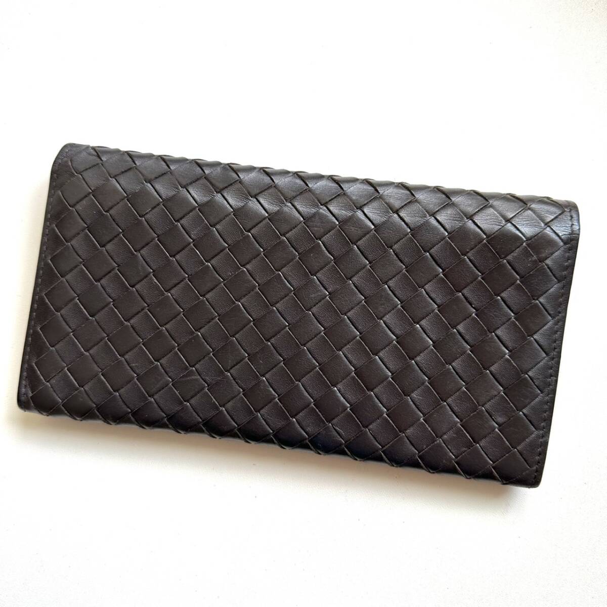 ボッテガヴェネタ　BOTTEGA VENETA 長財布　イントレチャート　ダークブラウン