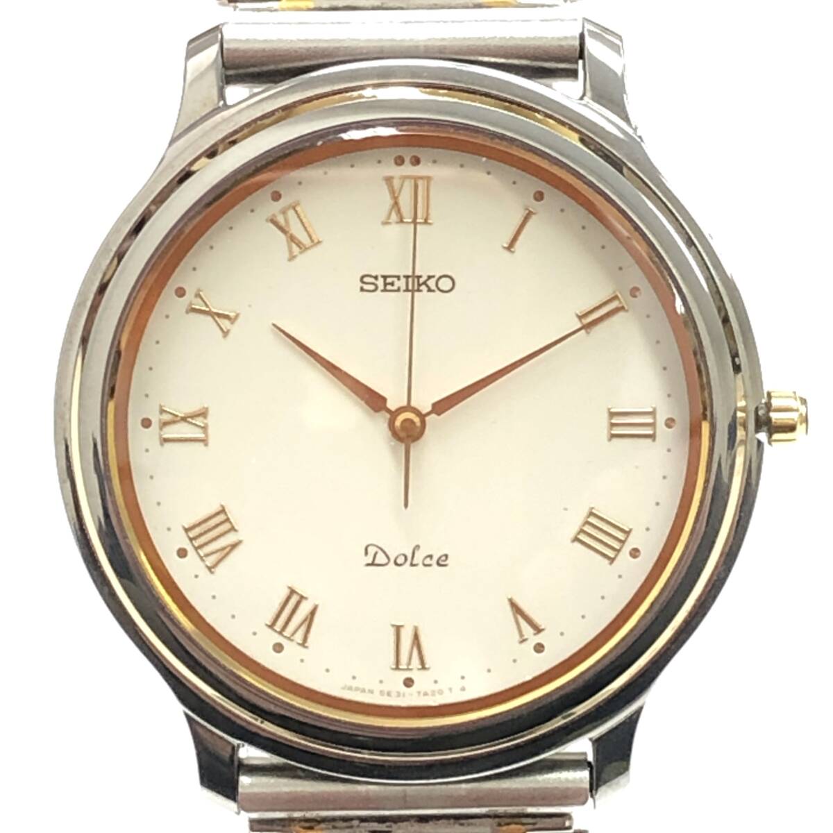 SEIKO Dolce 5E31-7A20 セイコー ドルチェ クオーツ メンズ 腕時計 ホワイト/ゴールド 白文字盤 ローマ字数字 稼働品 現状品