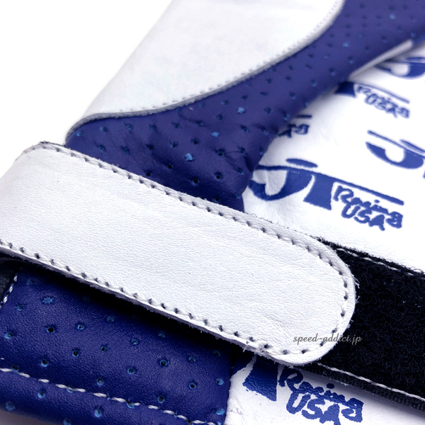 JT Racing USA VINTAGE RACING GLOVE WHITE × BLUE S/レーシンググローブ革ビンテージモトクロスmxパッドクッションオフ車トレール80年代