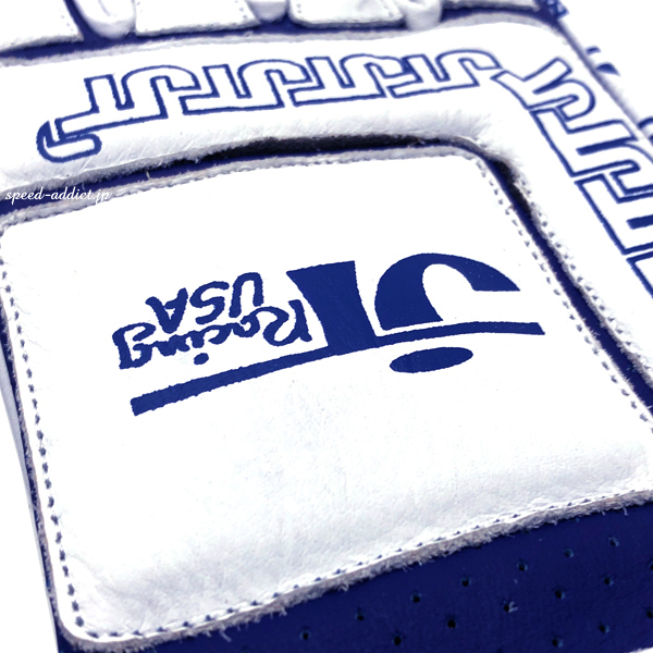 JT Racing USA VINTAGE RACING GLOVE WHITE × BLUE S/レーシンググローブ革ビンテージモトクロスmxパッドクッションオフ車トレール80年代