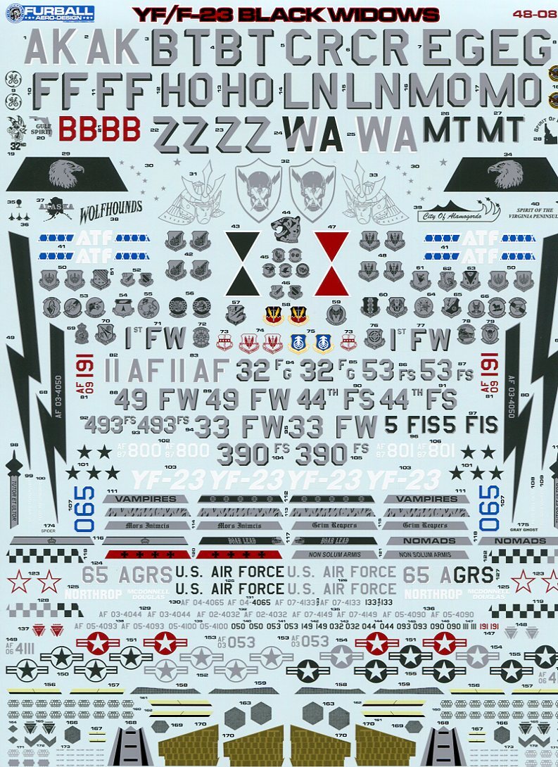 !_1/48 мех мяч переводная картинка YF/F-23 черный widow 