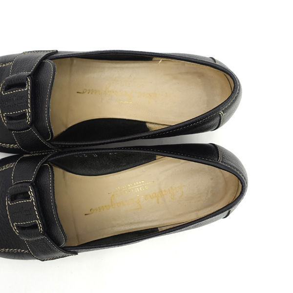 * Salvatore Ferragamo gun chi-ni Loafer чёрная кожа женский (0220509179)