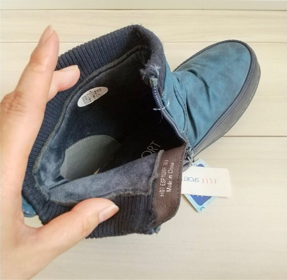 ◯(637)ELLESPORT ブルー ショートブーツ(24.0cm)_画像7