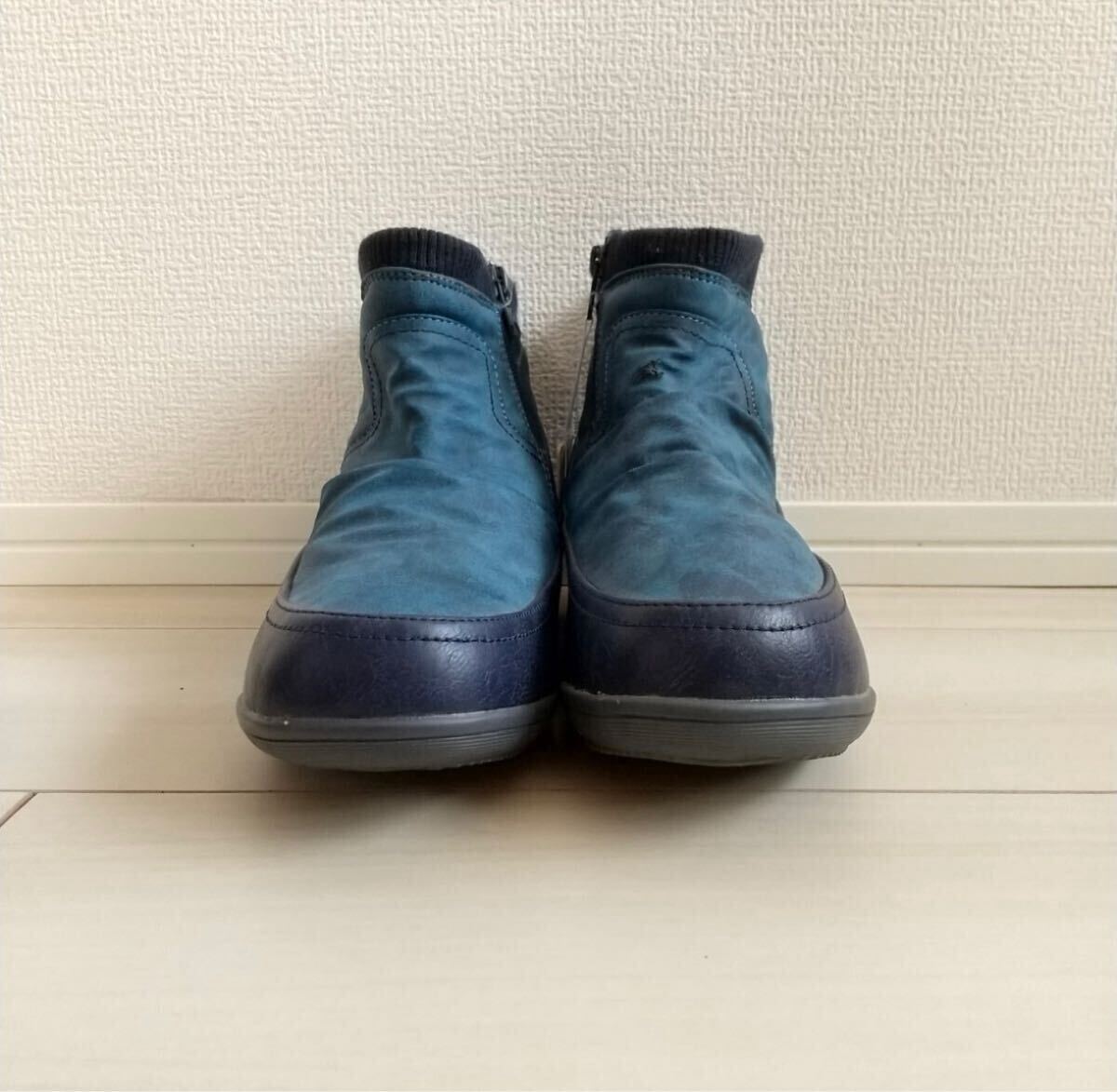 ◯(637)ELLESPORT ブルー ショートブーツ(24.0cm)_画像2