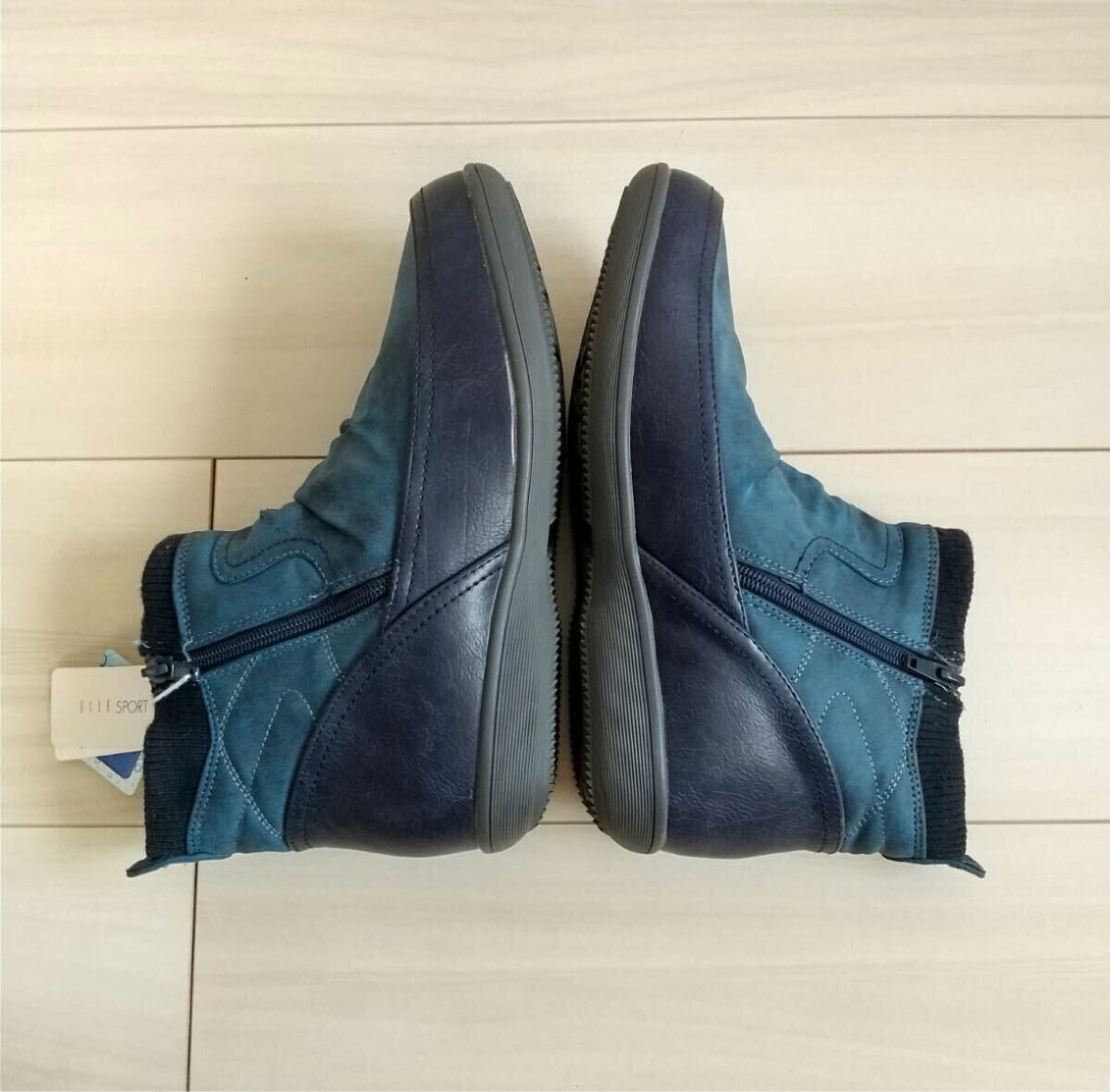 ◯(637)ELLESPORT ブルー ショートブーツ(24.0cm)_画像6
