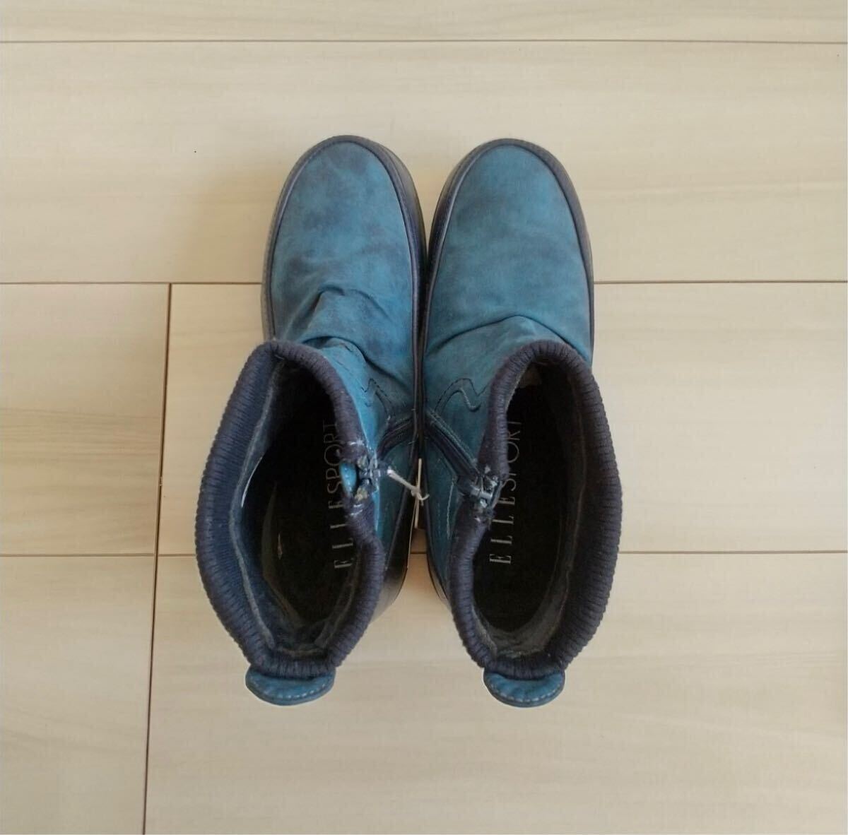 ◯(637)ELLESPORT ブルー ショートブーツ(24.0cm)_画像8