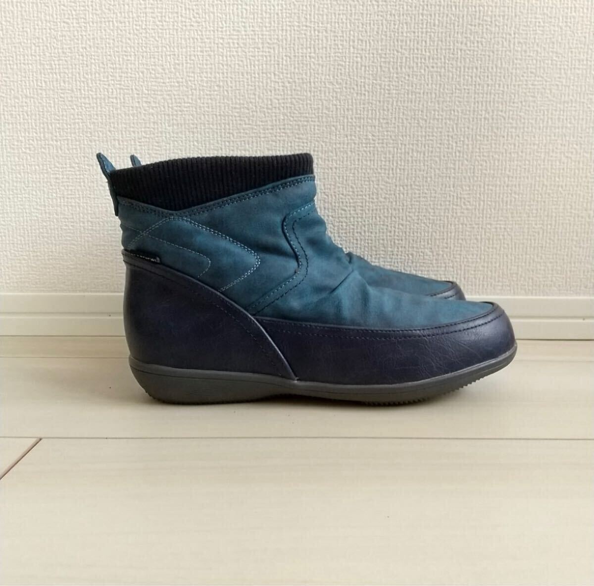 ◯(637)ELLESPORT ブルー ショートブーツ(24.0cm)_画像5