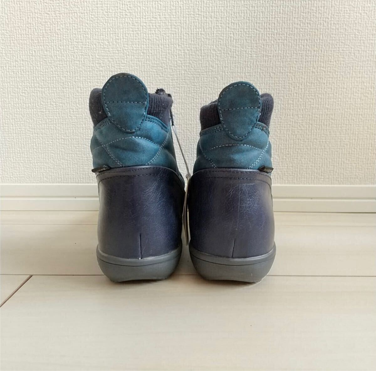 ◯(637)ELLESPORT ブルー ショートブーツ(24.0cm)_画像4