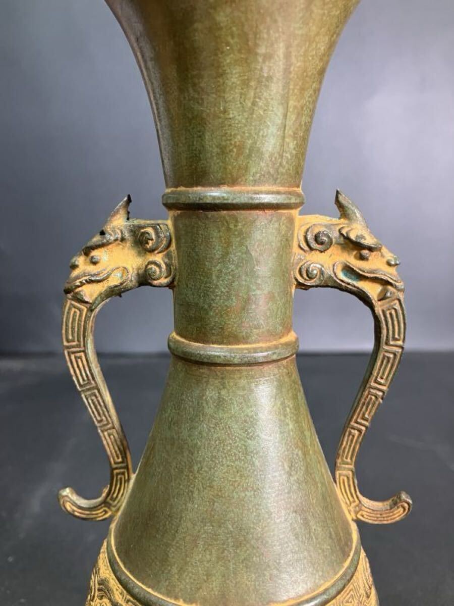 昌龍 高岡銅器 鋳銅花瓶 銅製 古銅 花瓶 茶道 花器 銅 重量約0.6 昌龍 高岡銅器 鋳銅花瓶 銅製 古銅 花瓶 茶道 花器 銅 重量約0.6