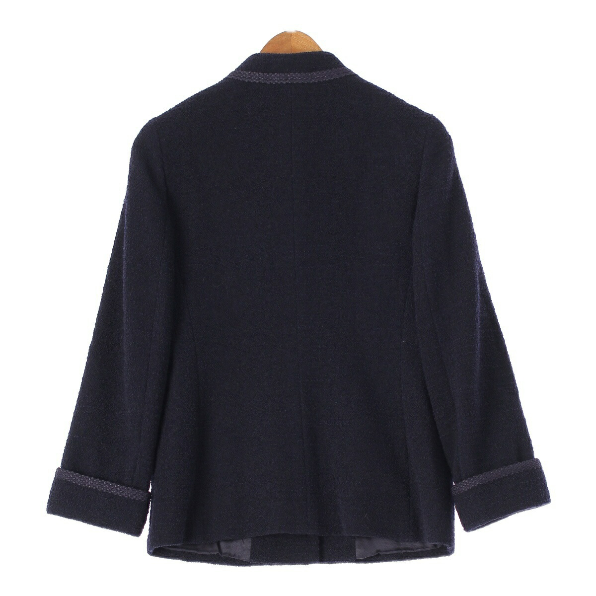 グッチ ホースビット ウール×ナイロン ツイード ゴールドボタン ジャケット 649322 ネイビー 40【中古】【正規(guī)品保証】