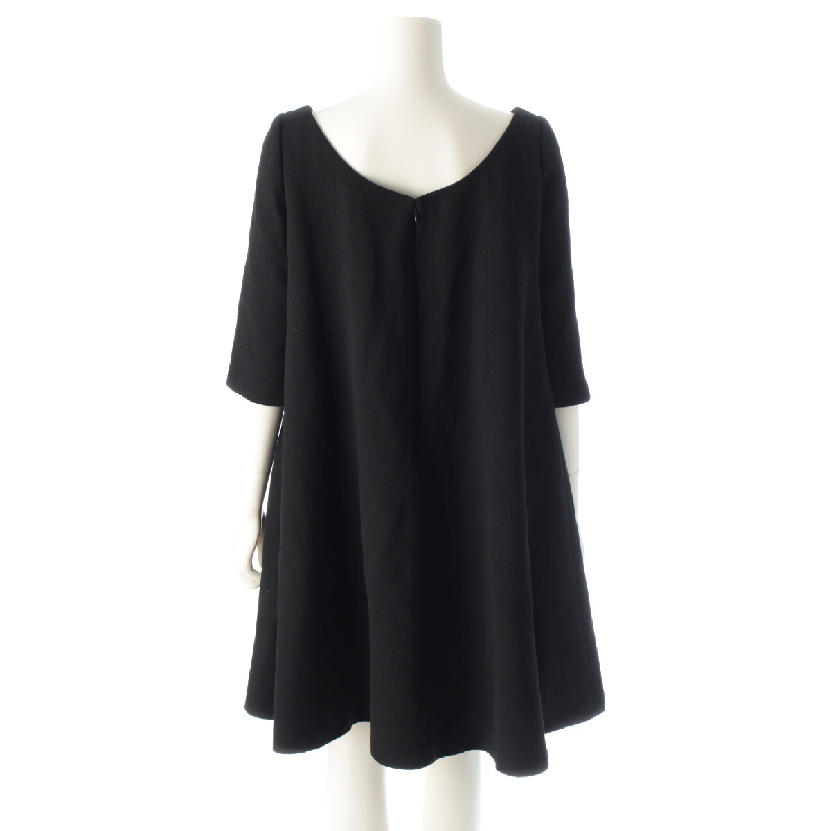 クリスチャンディオール ヴァージンウール デコルテ フレア ミニ ワンピース 7E21637A1106 ブラック 36【中古】