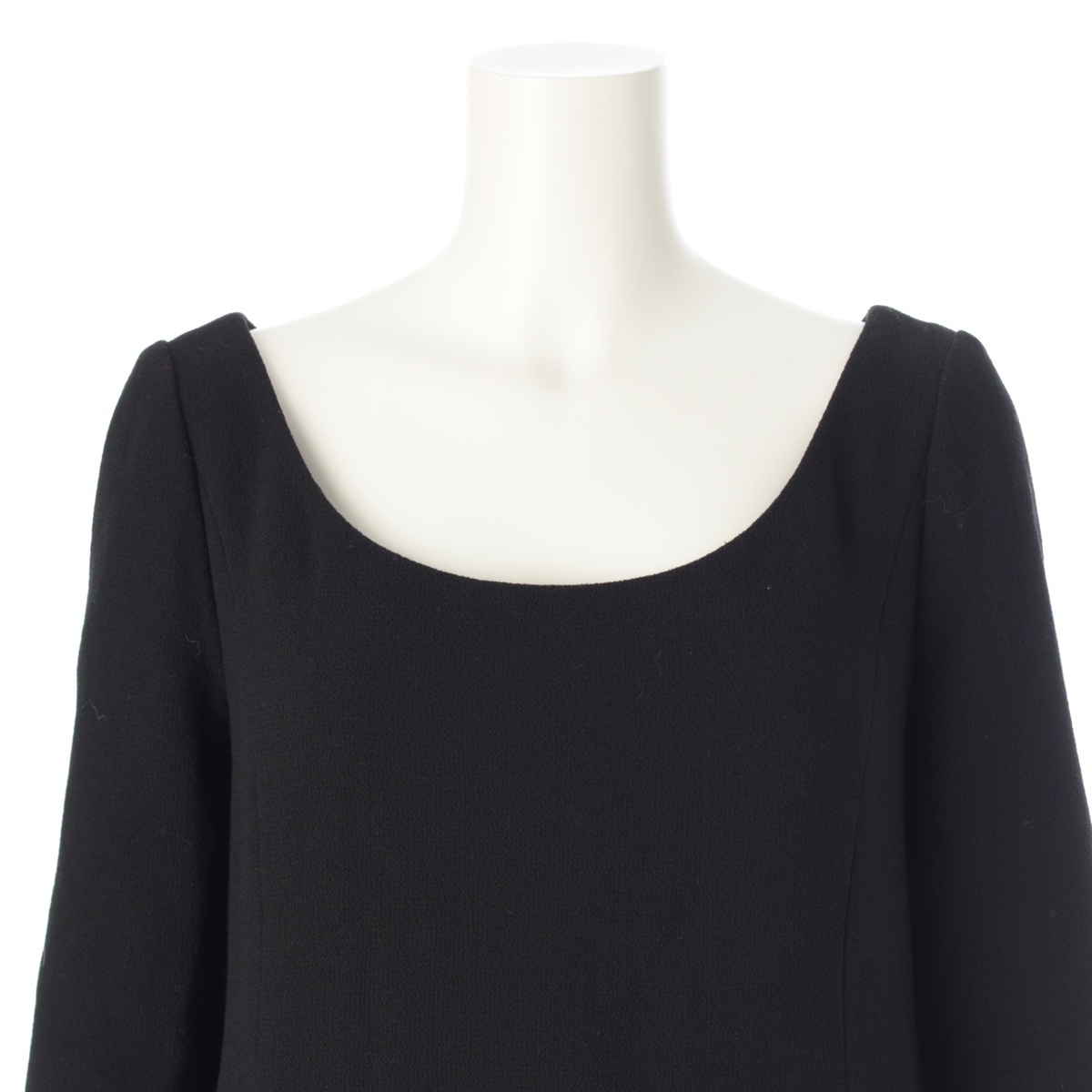 クリスチャンディオール ヴァージンウール デコルテ フレア ミニ ワンピース 7E21637A1106 ブラック 36【中古】