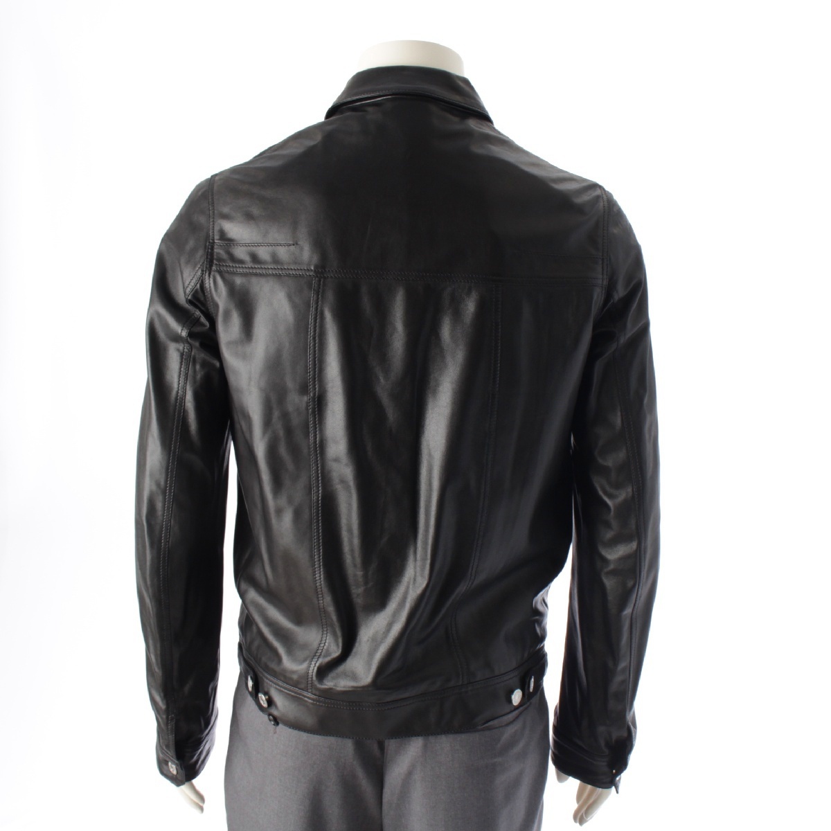 ディオール?オム 12年 アッシュ期 ラムレザー クリスヴァンアッシュ トラッカー ジャケット 263L423A0133 ブラック 46【中古】