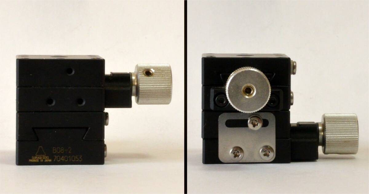 ★ 駿河精機(jī)　B08-2　XY軸ステージ　□25mm　アリ式　ストローク±5mm　ネジ送り　美品　動作確認(rèn)　②?。ㄋ土?30円～）検）中央精機(jī)