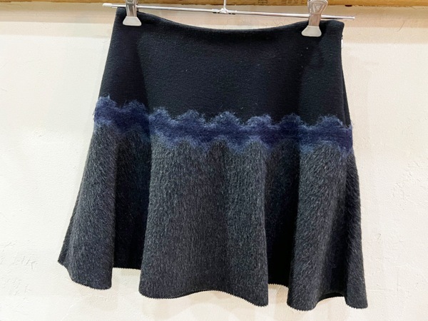 954★EPOCA/エポカ モヘア混ニットフレアスカート レディース ニットスカート ブラック×チャコール グラデーション サイズ40(Mサイズ)★