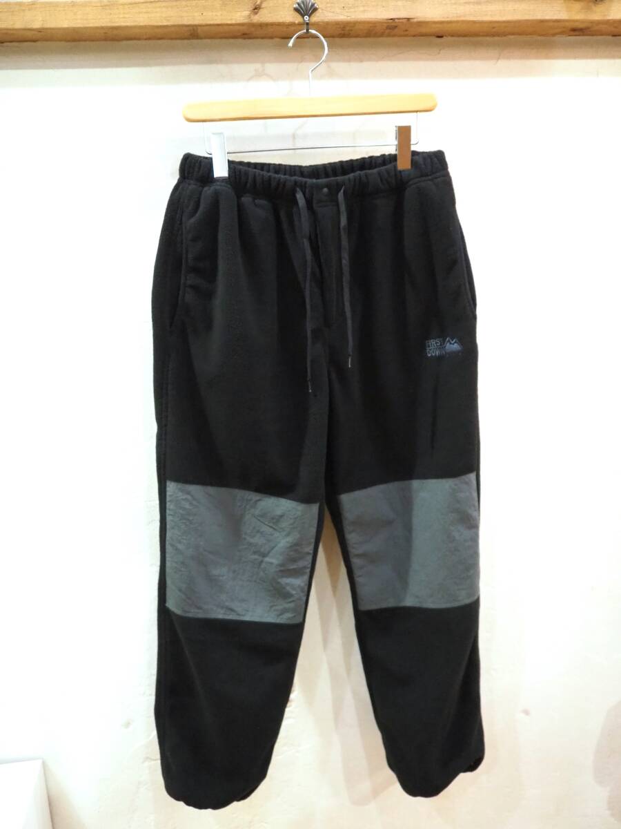 ◆FIRST DOWN ファーストダウン MICRO FLEECE PANTS【BLACK】マイクロ フリースパンツ ブラック(L)ダブルニー◆