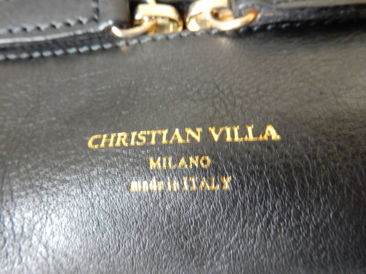イタリア製☆本革☆CHRISTIAN VILLA(クリスチャン ヴィラ)☆B5対応☆5ポケット☆南京錠、鍵付き☆ハンドバッグ アイボリー×ブラック_画像3