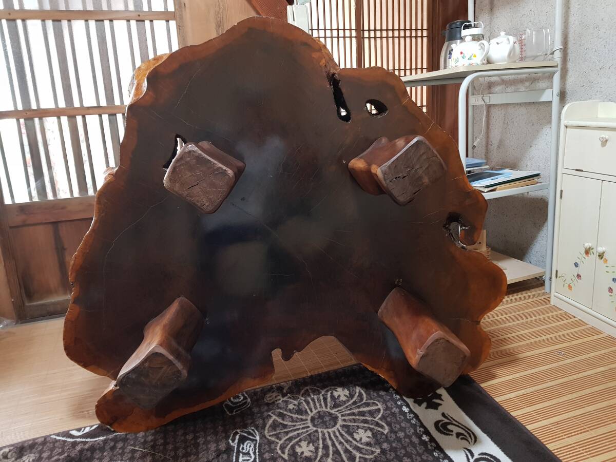 座卓 座敷机 テーブル 天然木 一枚板 厚さ 10cm 重厚 引き取り