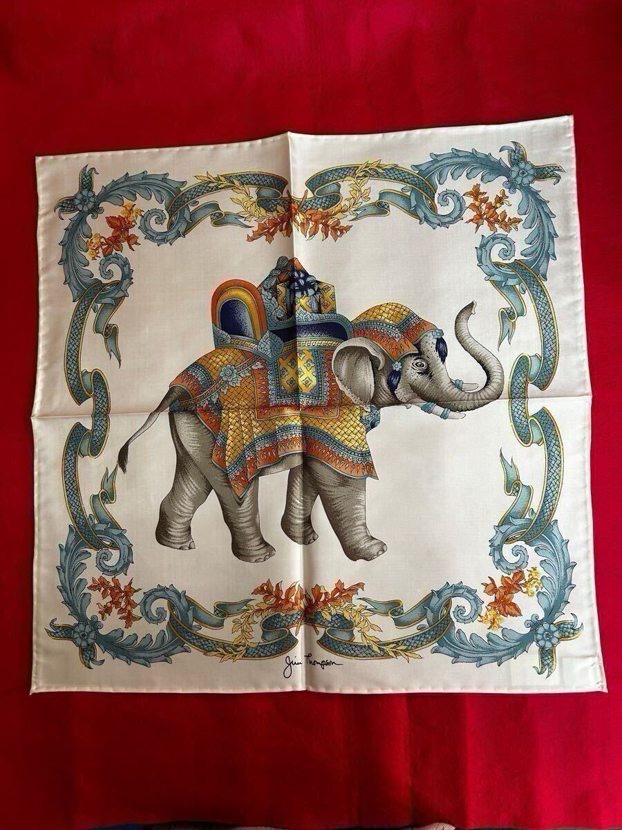 JIM THOMPSON ジムトンプソン　タイシルクスカーフ　新品保管品　象柄