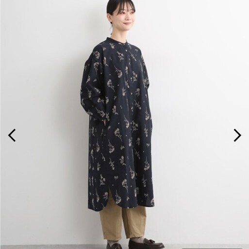新品 クラウドナイン フロッキー花柄プリント 前あきシャツワンピース