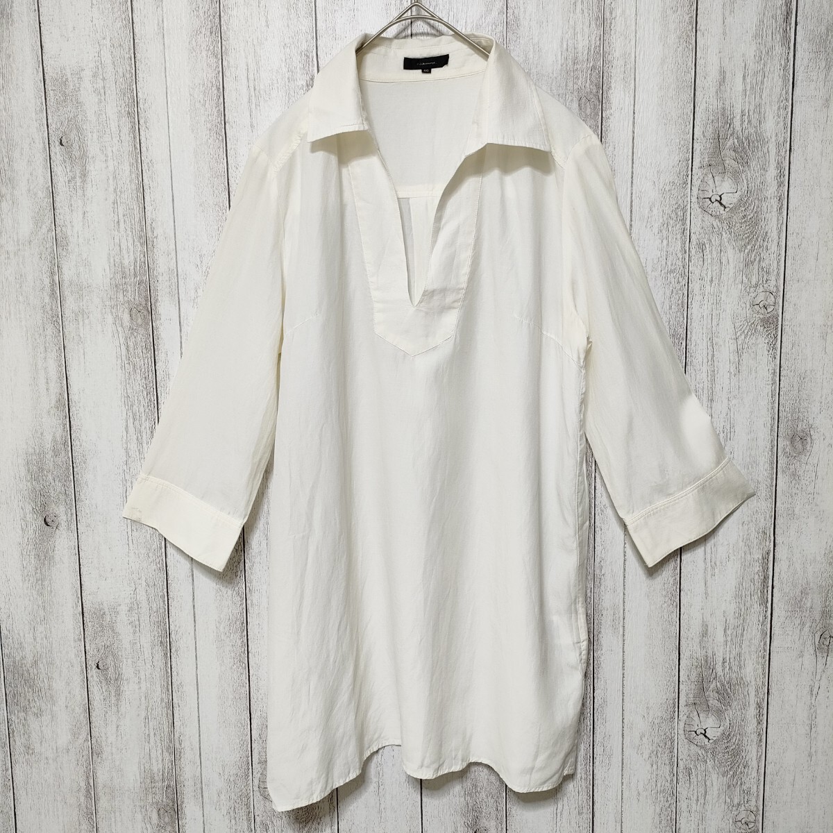 7-IDconcept　サイズ40　リネンブレンド スキッパーシャツ チュニック