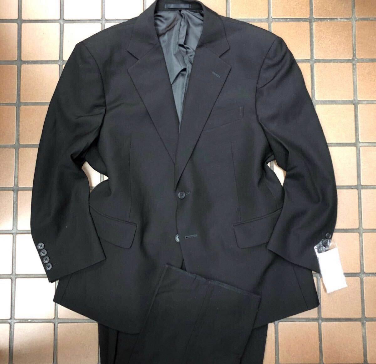 新品☆未使用【BE3 S相当★希少サイズ】2Bシングルスーツ 礼服 メンズスーツ ブラックフォーマル 背抜き 冠婚葬祭 喪服 黒 アジャスター_画像1