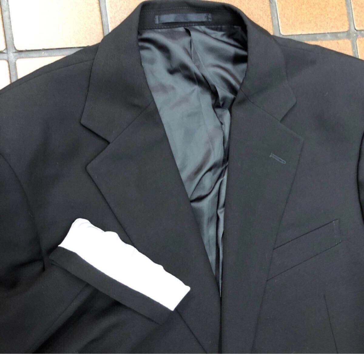 新品☆未使用【BE3 S相当★希少サイズ】2Bシングルスーツ 礼服 メンズスーツ ブラックフォーマル 背抜き 冠婚葬祭 喪服 黒 アジャスター_画像3