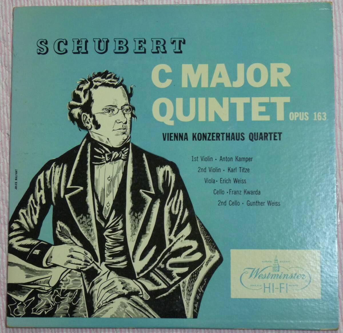 シューベルト　弦楽五重奏曲　ウィーン・コンツェルトハウス SQ / ヴァイス（Vc） 米 Westminster 初期盤