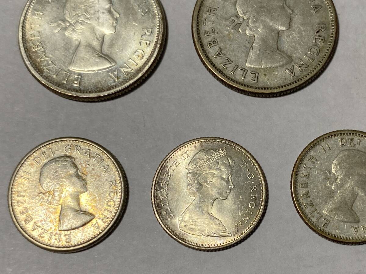 ☆カナダ カナダドル 25セント銀貨 1957年 1964年 エリザベス2世