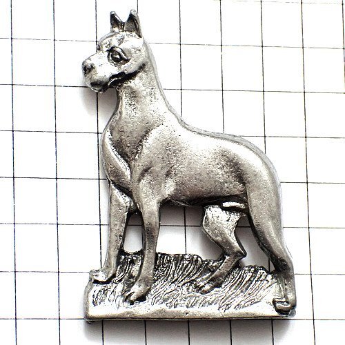 ピンバッジ・ドーベルマン犬ピューター製シルバー銀色◆フランス限定ピンズ◆レアなヴィンテージものピンバッチ