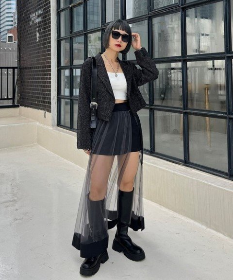 チュールスカート　レイヤード　レディース　INS　韓国ファッション　デザイン　春夏