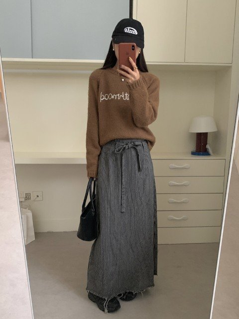 韓国風 気質 人気 おしゃれ デニム スカート フリー ブルー