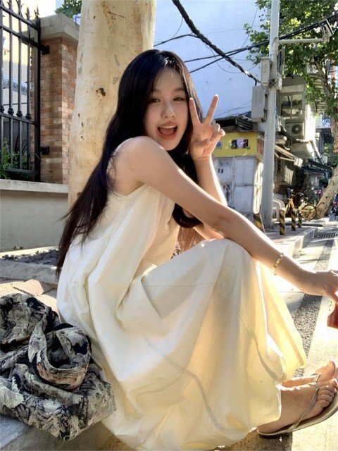 韓国系 カジュアル系 おしゃれ ノースリーブ ロング ワンピース Sサイズ ワンカラー