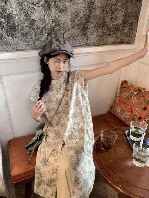 韓国系 カジュアル系 おしゃれ トップス ロングシャツ ワンピース