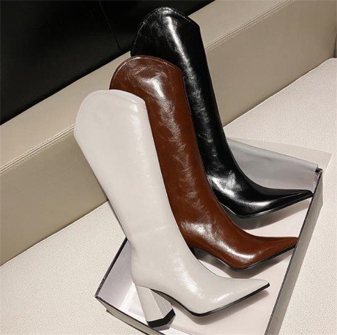 サドルブーツ スリム ロングブーツ ビッグブーツ 【35】22.5cm ブラック