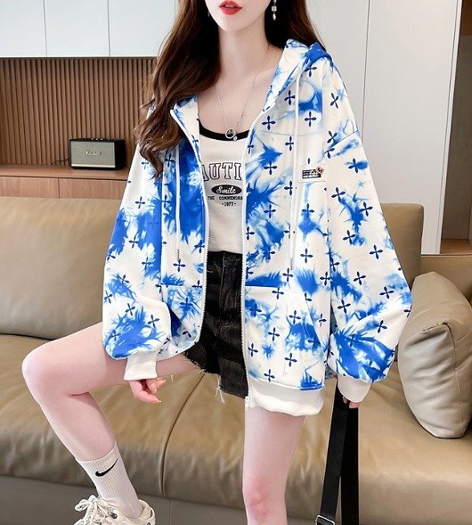 スウェット トレーナー 長袖 フード付き カジュアル かわいい XL ブルー