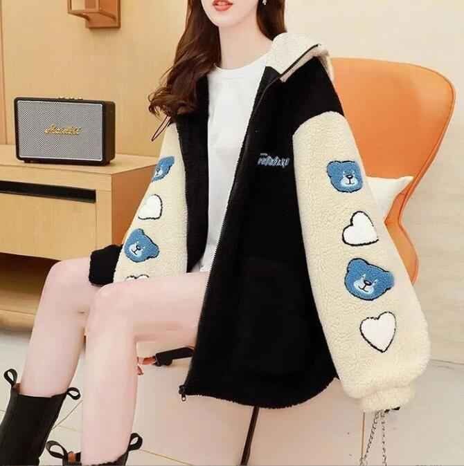 ラムウール ジップコート カジュアル かわいい 秋冬 裏起毛付き レディース XL ピンク