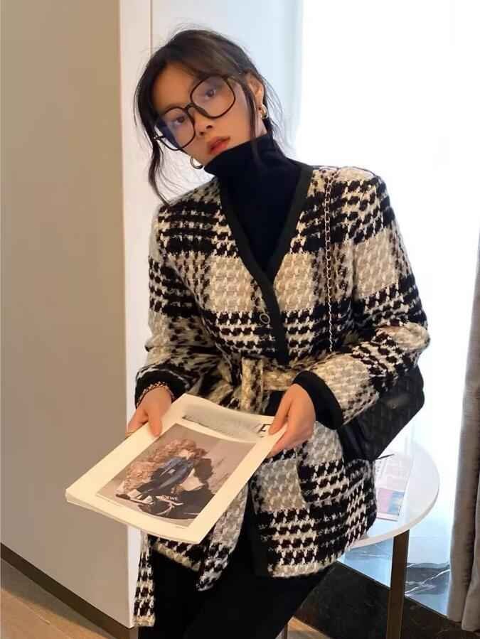 ピーコート 長袖ジャケット チェック柄 格子柄 ギンガムチェック アウター 秋冬 L ブラック