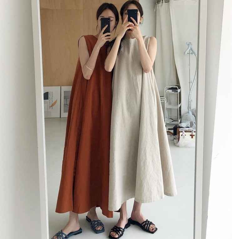 ノースリーブワンピース ロング丈 夏 おしゃれ カジュアル お出かけ レディース フリー ホワイト