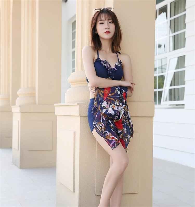 可愛い系 ビキニ セクシー 花柄 セパレート 水着 M ベージュワンピ×レッドビキニ